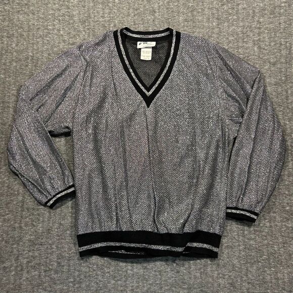 Vintage Willi of California Shirt Womens 18 Metallic V Neck Sheer USA Made 1980s - Picture 1 of 7